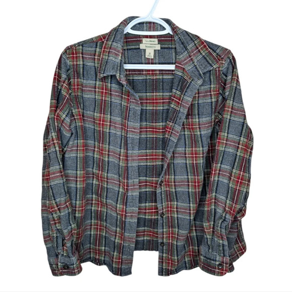 LL Bean Women Cotton Relaxed Fit Flannel Shirt Button Up Size Medium - Picture 2 of 9